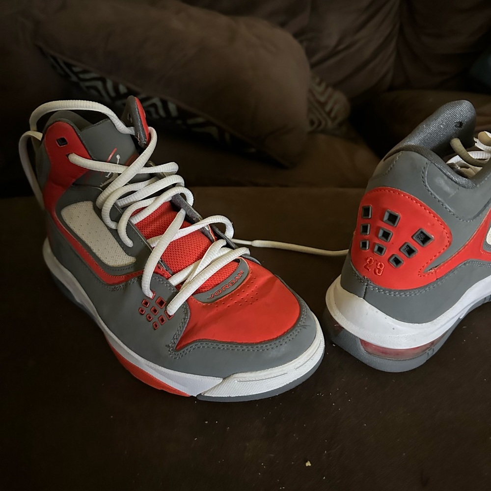Jordan Red and Gray High-Top Sneakers